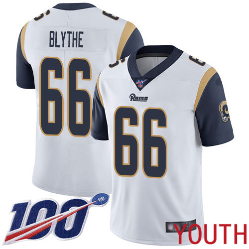 Los Angeles Rams Limited White Youth Austin Blythe Road Jersey NFL Football #66 100th Season Vapor Untouchable->youth nfl jersey->Youth Jersey